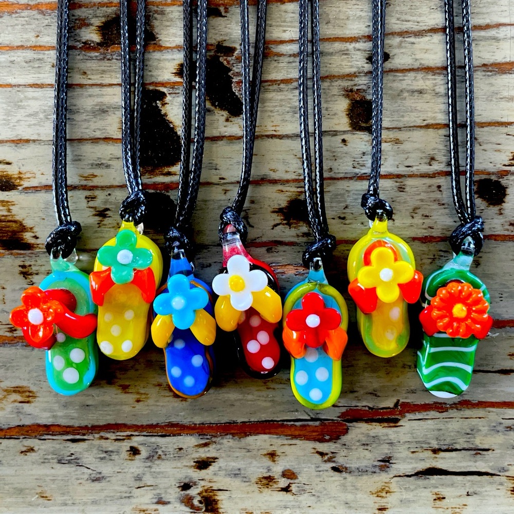 Black Corded Millefiori Murano Glass Choker Necklaces